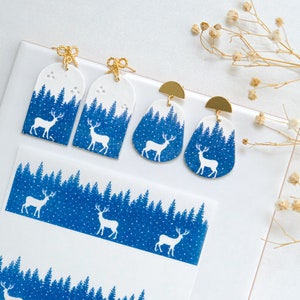 Winter Clay Transfer Paper Christmas Image Transfer Sheet for Polymer Clay Earrings image 1