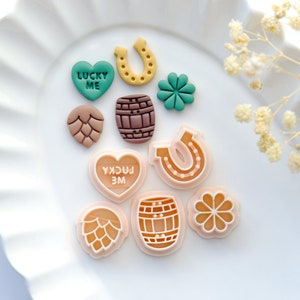 St Patricks Polymer Clay Cutters | St Patricks Day Clay Cutters | Stud Cutters | Jewelry Making | Lucky Clover | Horseshoe