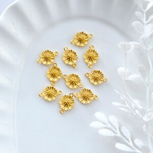 10pcs Gold Plated Flower Charms | Brass Daisy Charms | DIY Accessories for Jewelry Making | DIY Flower Findings