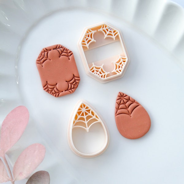 Halloween Polymer Clay Cutters | Spider Web Embossing Clay Earring Cutters | Jewelry Making