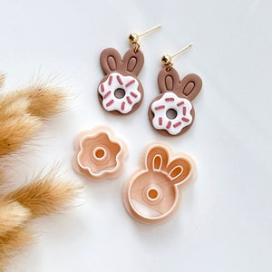 emporte-pièces en pâte polymère Bunny Donut | emporte-pièces de Pâques | Emporte-pièce en pâte à modeler printanier pour la fabrication de boucles d'oreilles