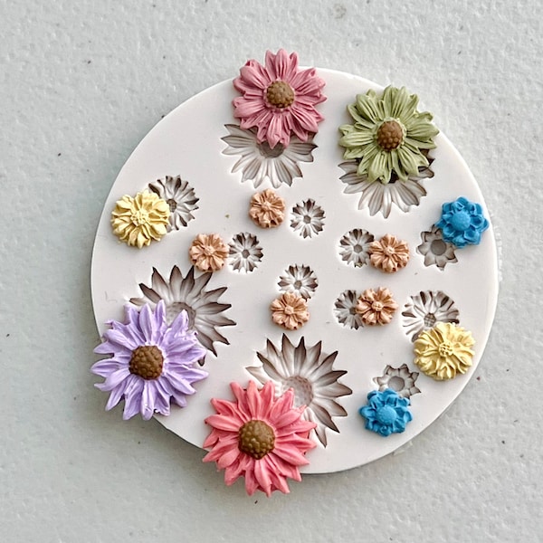 Flower Silicone Mold for Polymer Clay Earrings | Tiny Daisy DIY Earrings Silicone Mould | Flexible Resin Fondant Mold | Clay Jewelry Mold