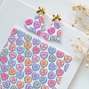 Carta per trasferimento in argilla a forma di cuore per San Valentino / Foglio per trasferimento di immagini a forma di cuore per argilla polimerica