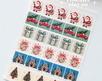 Winter Christmas Postage Stamp Polymer Clay Transfer Sheet & Matching Cutters
