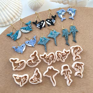 Ocean Animal Polymer Clay Cutters | Sea Clay Cutters | Clay Cutter Set | Polymer Clay Jewelry Cutters | Blue Whale | Shark | Dolphin | Orca
