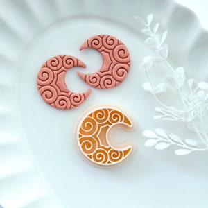 Art Deco Moon Clay Cutters | Boho Polymer Clay Cutters | Embossing Clay Earring Cutters
