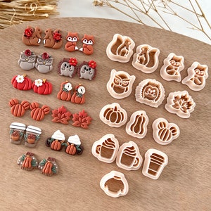 Fall Stud Polymer Clay Cutters | Autumn Clay Cutters | Clay Earring Cutters | Polymer Clay Cutter for Jewelry Making