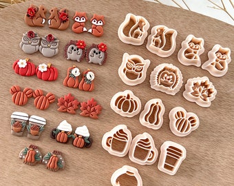 Fall Stud Polymer Clay Cutters | Autumn Clay Cutters | Clay Earring Cutters | Polymer Clay Cutter for Jewelry Making