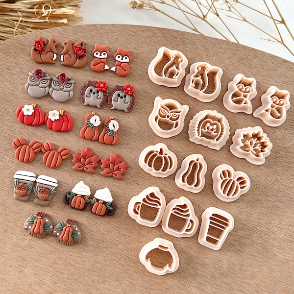 Fall Stud Polymer Clay Cutters | Autumn Clay Earring Mold