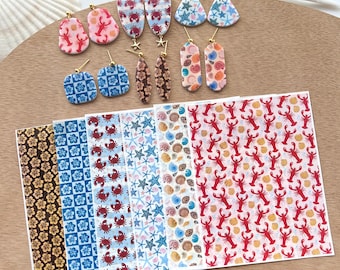 Summer Ocean Polymer Clay Transfer Paper | Clay Earring Prints Image Transfers