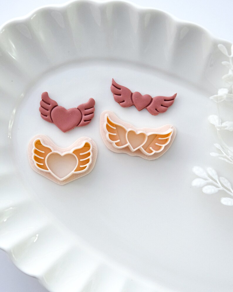 Heart With Angle Wings Clay Cutters Valentine's Day Etsy