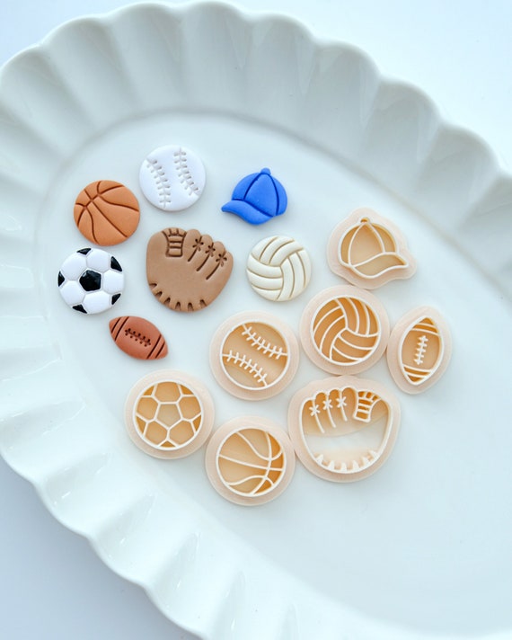 Sports Balls Polymer Clay Cutters Set: Baseball, Football, Basketball, Soccer