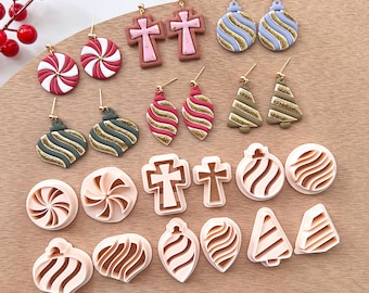 Emporte-pièces décoratif en pâte polymère | Moule à boucles d'oreilles en argile pour les Fêtes d'hiver de Noël | Outils de fabrication de bijoux