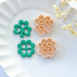 à découper Clover en pâte polymère | Coupeurs d'argile de la Saint-Patrick | Fabrication de bijoux | Coupe-boucles d'oreilles en argile