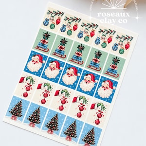 Winter Christmas Postage Stamp Polymer Clay Transfer Sheet & Matching Cutters