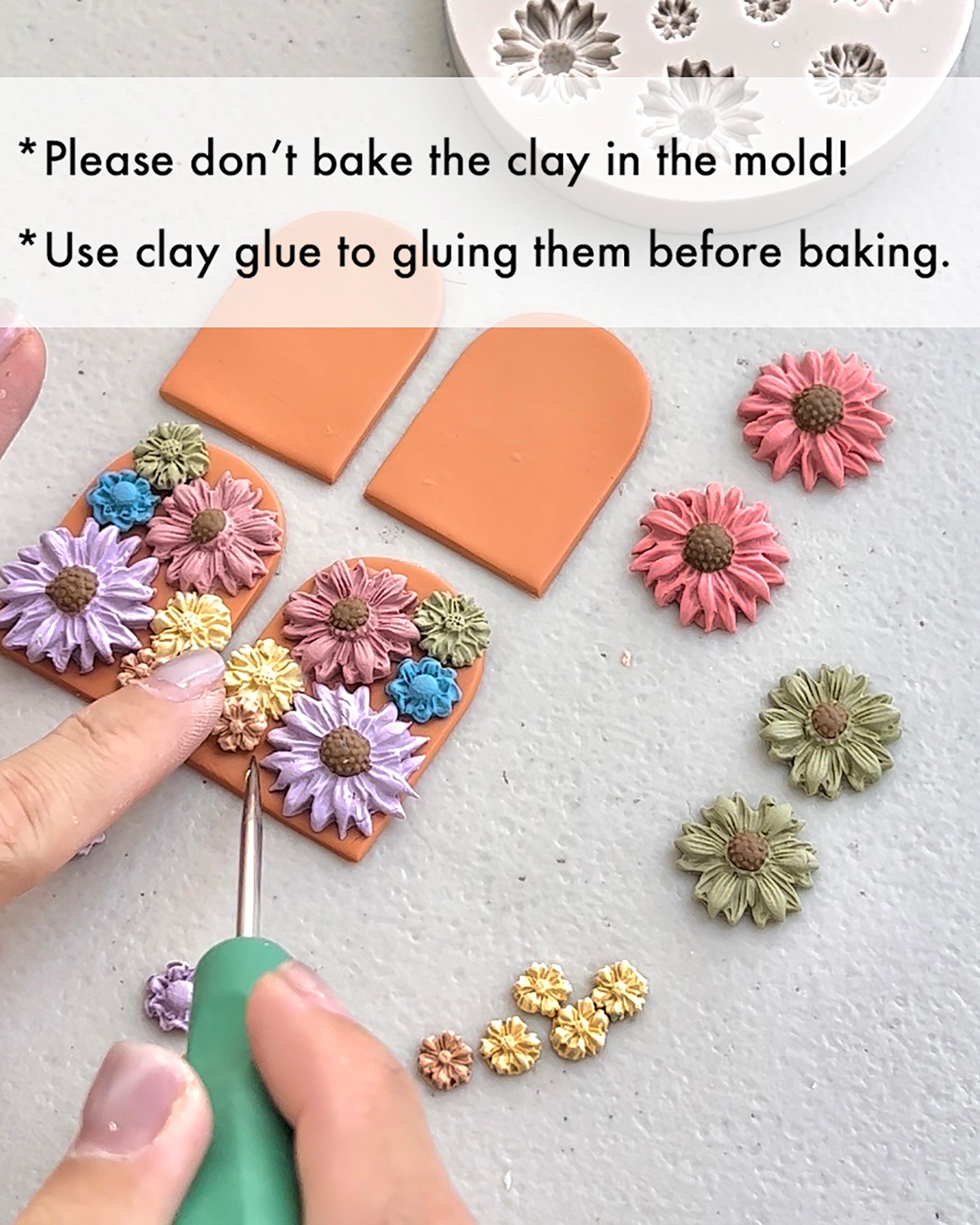 1pc Polymer Clay Flower Molds, Reusable Silicone Clay Molds