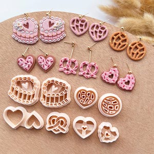 Valentines Polymer Clay Cutters | Heart Shaped Cookie Clay Cutter | Clay Earring Cutters | Cute Clay Cutter Set | Concha | Cake | Pretzel