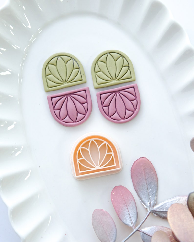 Boho Lotus Arch Polymer Clay Cutters Art Deco Embossing Clay Etsy