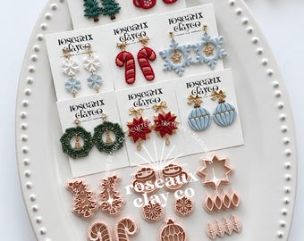 Cozy Winter Holiday Polymer Clay Cutters | Christmas Clay Earring Molds | Jewelry Making Tools