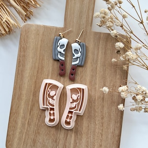 Halloween Skull Cleaver Polymer Clay Cutters | Halloween Clay Cutter | Clay Earring Cutters | Polymer Clay Cutter for Jewelry Making