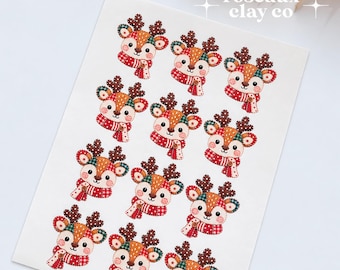 Patchwork Reindeer Polymer Clay Transfer Paper & Matching Cutters