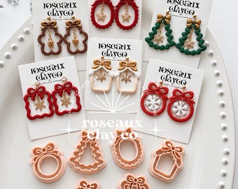 Christmas Bow Frames Polymer Clay Cutters | Holiday Clay Earring Molds | Jewelry Making Tools