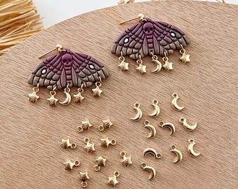 10pcs 14K Gold Plated Star Moon Charms | Halloween Charms | DIY Accessories for Jewelry Making