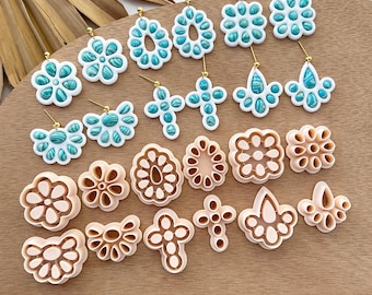 Western Polymer Clay Cutters | Turquoise Clay Cutters | Clay Cutter Set | Clay Jewelry Cutter | Debossed Cutters | Earring Making