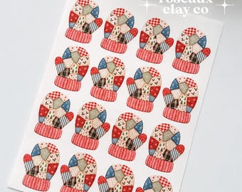 Patchwork Christmas Mitten Polymer Clay Transfer Paper & Matching Cutters