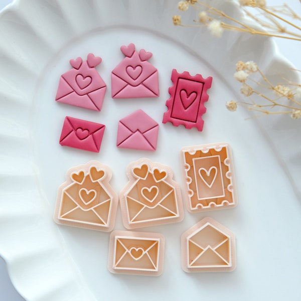 Love Envelope Stamp Valentines Clay Cutters | Valentines Earring Cutters | Jewelry Making | Clay Tools | Clay Cutter Set