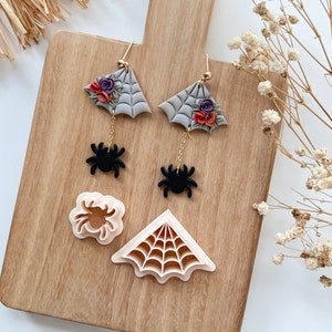 Spider and Web Polymer Clay Cutters | Halloween Clay Cutter | Clay Earring Cutters | Polymer Clay Cutter for Jewelry Making