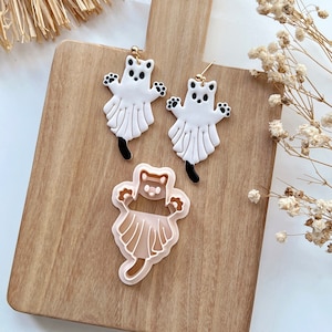 Halloween-spookkat polymeerklei uitstekers | Halloween-kleisnijder | Kleioorbellen | Polymeerkleisnijder voor het maken van sieraden