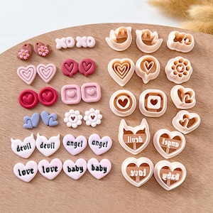 Valentine Stud Polymer Clay Cutters | Heart Clay Cutters | Clay Earring Cutters | Polymer Clay Cutter for Jewelry Making