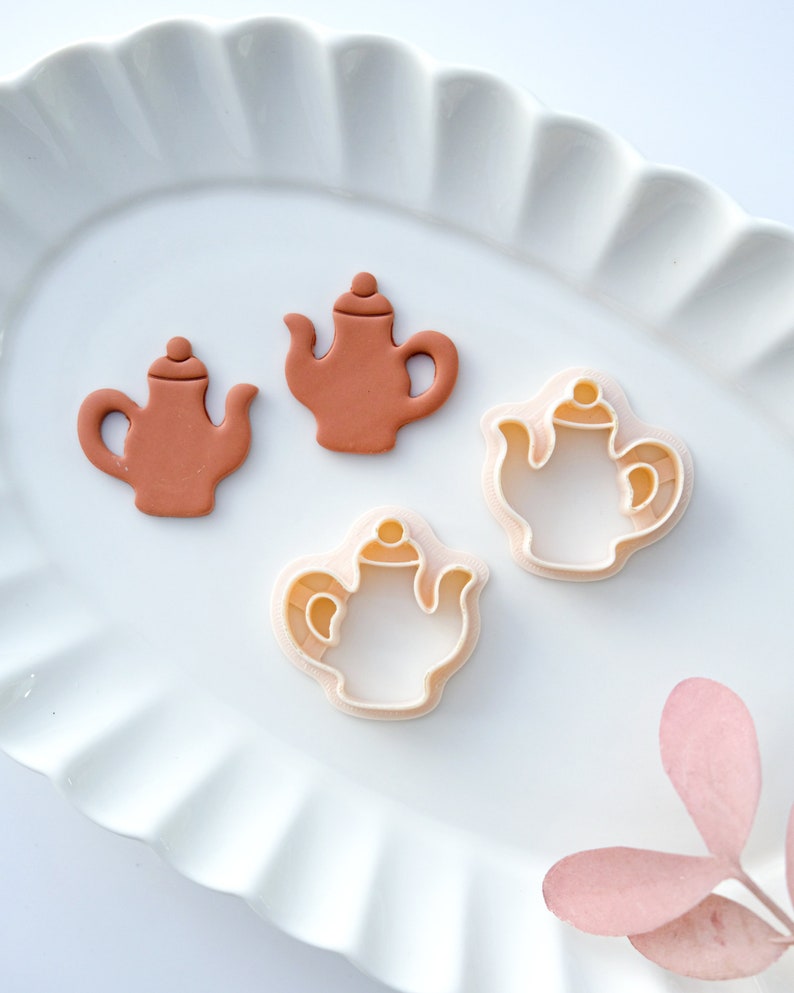 Fairy Teapot and Clock Clay Cutters Polymer Clay Cutter Clay Earring Cutters Jewelry Making Kits Clay Supplies Teapot Mirrored Set