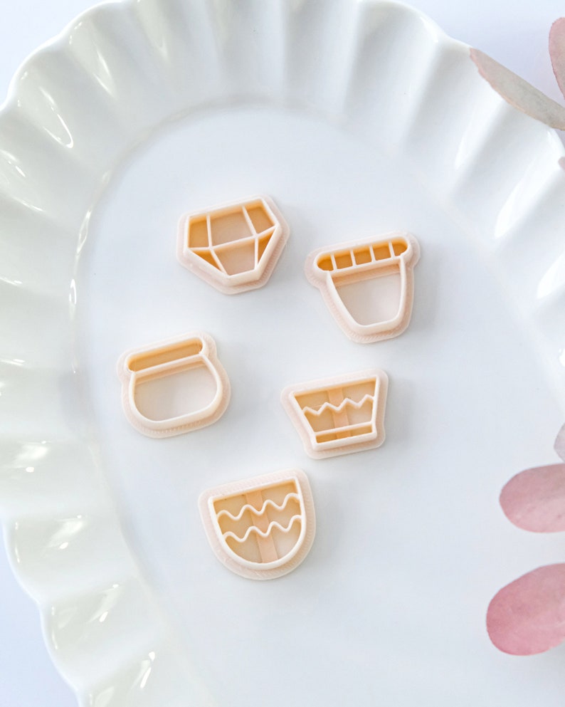 Plant Pots Polymer Clay Cutters Stud Earring Cutters Jewelry Making 5 plant pots cutters