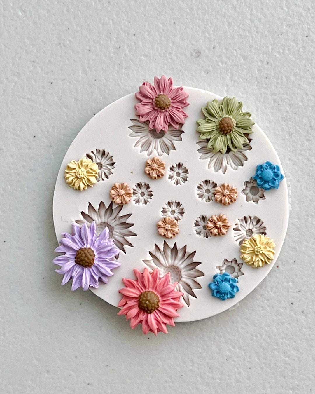 Flowers Silicone Mold Flexible Silicone Mold DIY Polymer Clay Epoxy Mold  Food Safe Mold. 