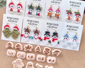 Christmas Ghost Polymer Clay Cutters | Spooky Fall Winter Clay Earring Molds | Jewelry Making Tools