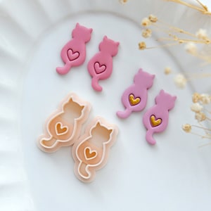 Cat Polymer Clay Cutters | Valentines Day Clay Cutters | Animal Clay Cutters | Polymer Clay Earring Cutter | Jewelry Making | Clay Tools