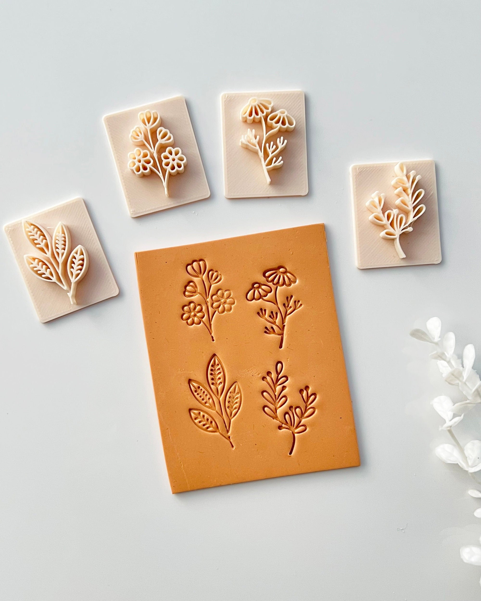 Polymer Clay Embossing Stamps Flower Clay Texture Stamps, Floral Clay  Stamps 