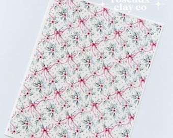 Pink Bow Floral Swag Polymer Clay Transfer Sheet