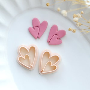 Two Heart Valentines Clay Cutters | Polymer Clay Earring Cutters | Jewelry Making | Clay Tools | Clay Cutter Set