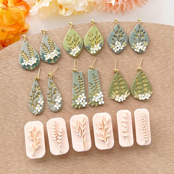 Botanische Polymer Clay Stempel | Blatt Modelliermasse Ohrring Formen | Schmuckherstellung-Werkzeuge