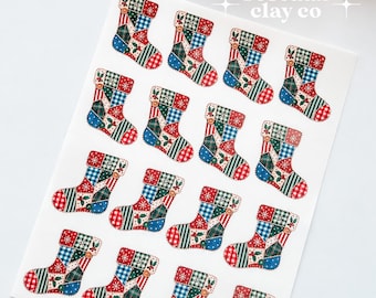 Patchwork Christmas Stocking Polymer Clay Transfer Paper & Matching Cutters