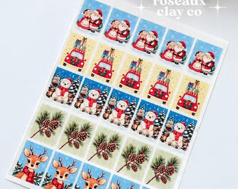 Winter Christmas Postage Stamp Polymer Clay Transfer Sheet & Matching Cutters