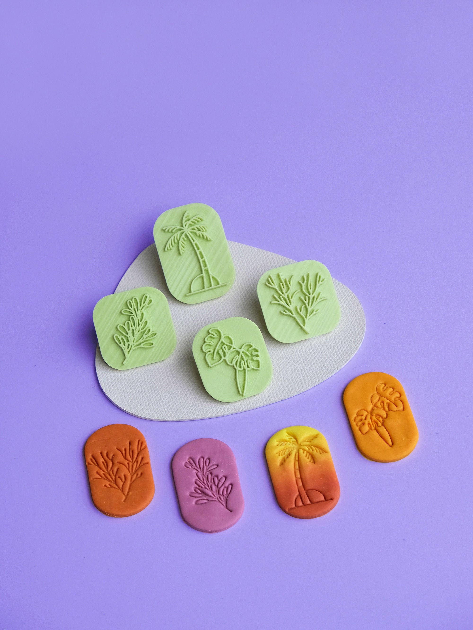 Botanical Polymer Clay Stamps Embossing Stamp Set Textured Etsy