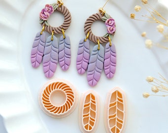 Boho Feather Polymer Clay Cutters | Clay Earring Mold | Jewelry Making Tools