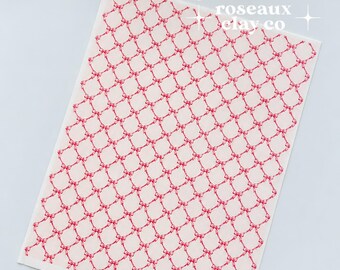 Pink Bow Trellis Polymer Clay Transfer Sheet