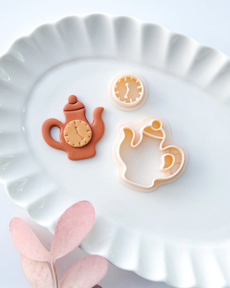 Fairy Teapot and Clock Clay Cutters Polymer Clay Cutter Clay Earring Cutters Jewelry Making Kits Clay Supplies image 1