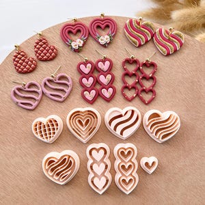 Valentines Polymer Clay Cutters | Heart Shaped Clay Cutter | Clay Earring Cutter | Clay Cutter Set | Embossing Cutters | Polymer Clay Tools