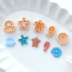 Ocean Sea Stud Polymer Clay Cutters | Summer Clay Cutters | Clay Earring Cutters | Octopus | Turtles | Starfish | Seal | Jewelry Making